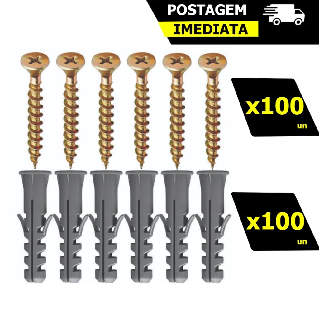 Kit Parafuso Philips 6,0 X 65mm + Bucha 10mm C/ Anel 100un
