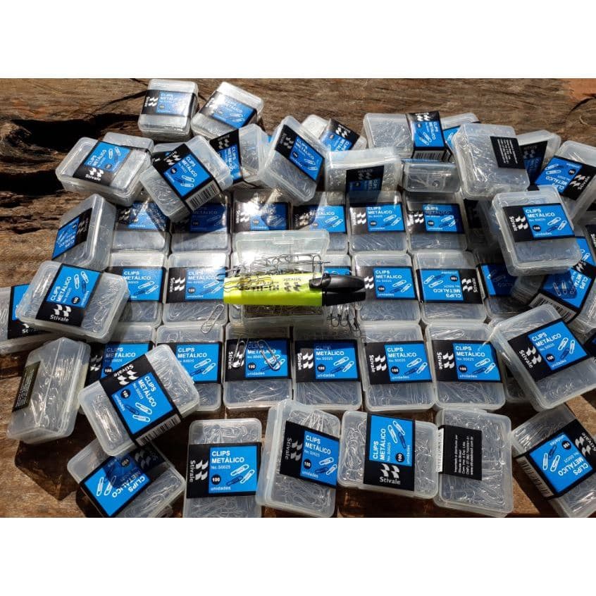 10 caixas de Clips Papel Caixa com 100 unidades  8x28mm Aço Inox Tamanho Médio