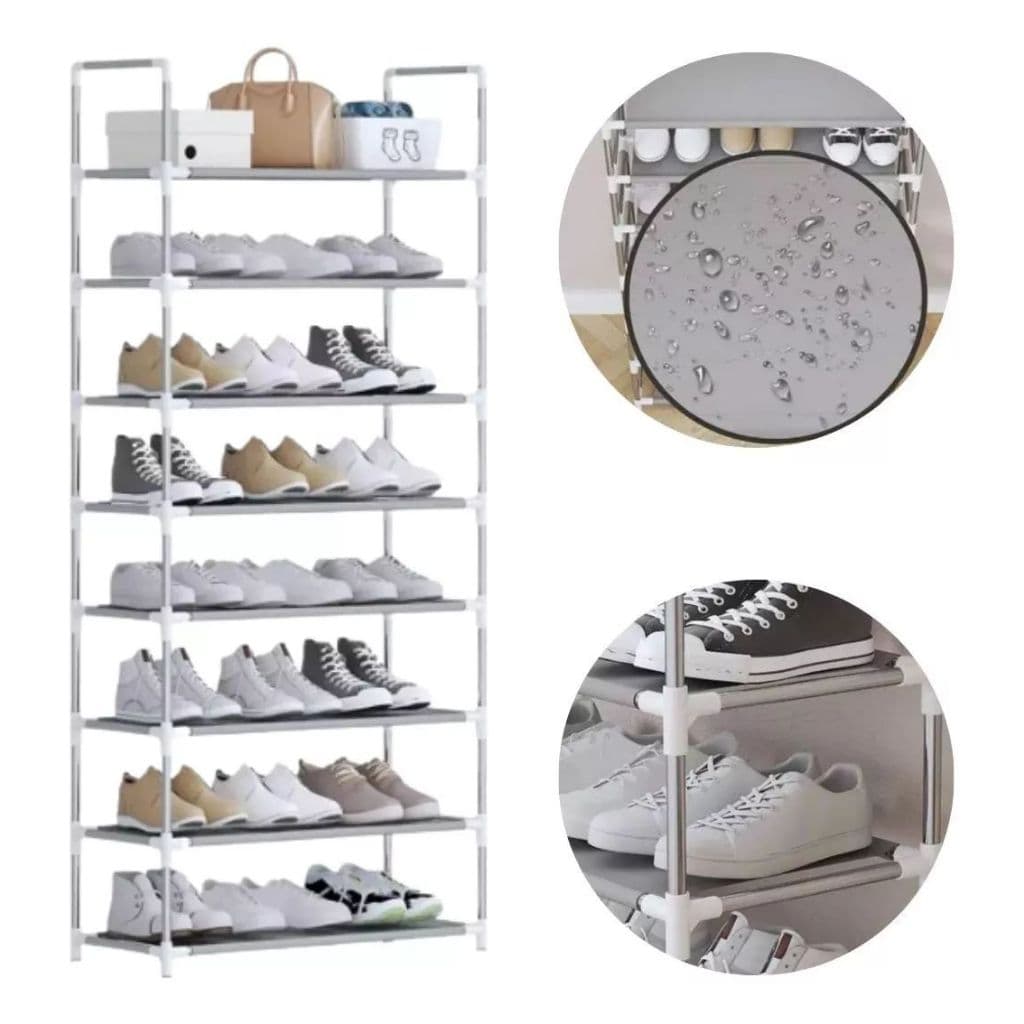 Sapateira Vertical Inox Luxo 27 pares de 9 Andares 60x30x158 cm