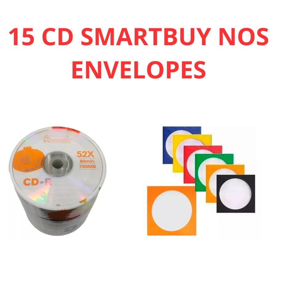 15 unidades de Mídia Virgem CD-R 52x 700mb 80min - Smartbuy C/envelope