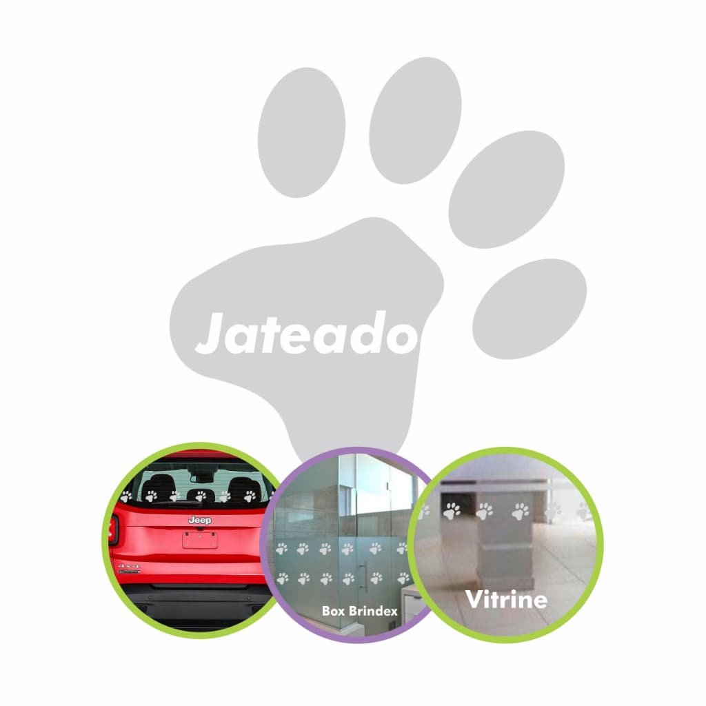 Adesivo Jateado Patinha de Animasi Domésticos Kit 10un 12x12cm Para Vidro Box Brindex Decoração Pet Vitrine