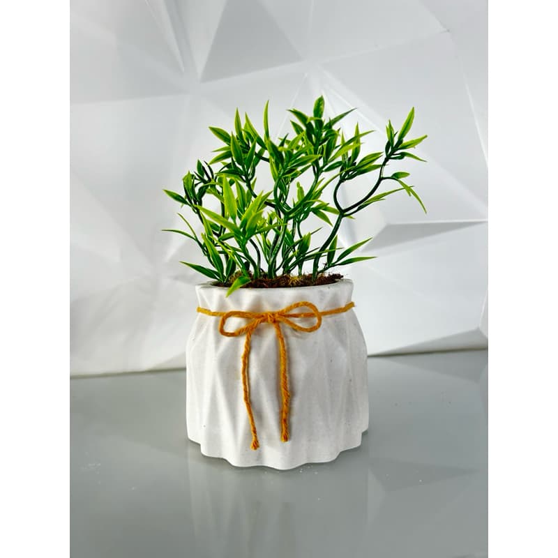Planta artificial com vaso 3D New com laço, matinho, florzinha, folhagem, cores