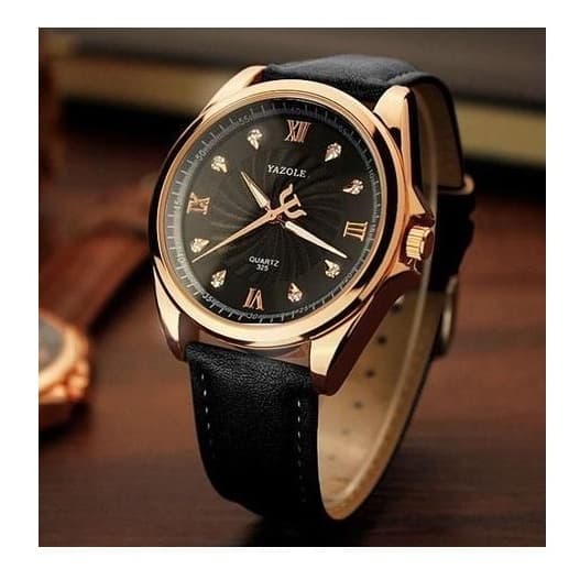 Relógio Social de Luxo Quartzo Pulseira de Couro Yazole 325