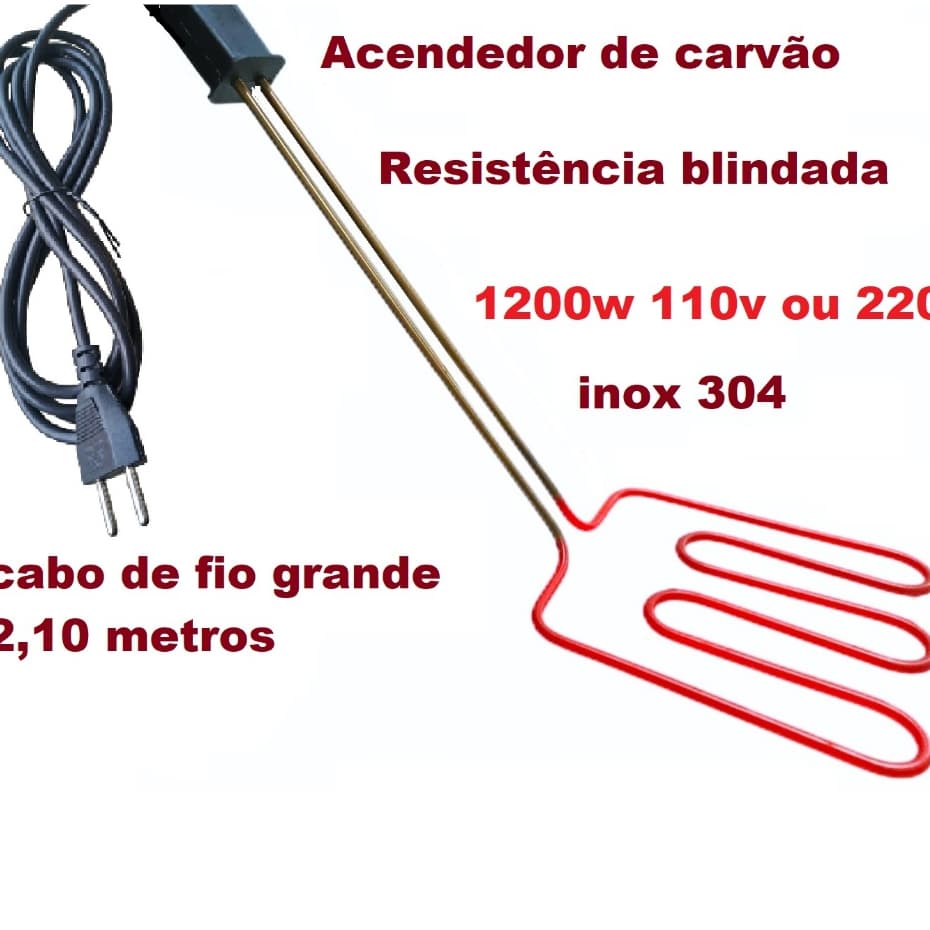 Acendedor Elétrico para  Churrasqueira  Lareira e Fogão a lenha 1200w 110v ou 220 v