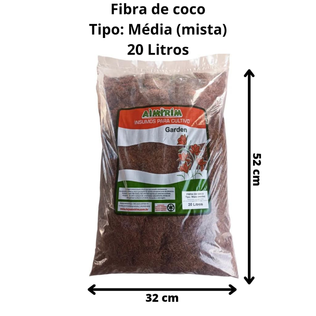 Fibra De Coco Misto (médio) 20 Litros Substrato Amafibra