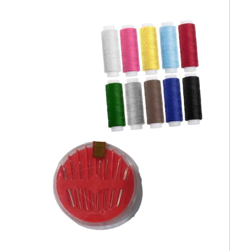 Kit De Costura Com 10 Linhas, 10 Agulhas