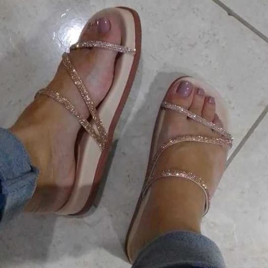 Papete Strass Luxo Sandália Feminina Strass Birken Confortavel