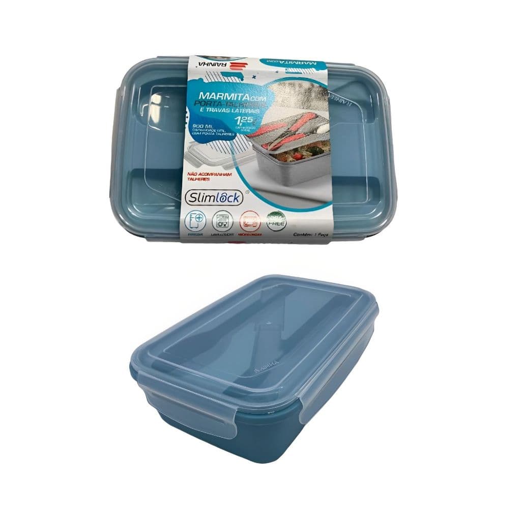 Marmita Com Porta Talheres E com 4 Travas Laterais 900ml