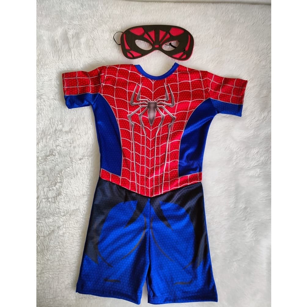 Fantasia Temática Homem Aranha Infantil Masculina Heróis Barato Menino Promoção Máscara