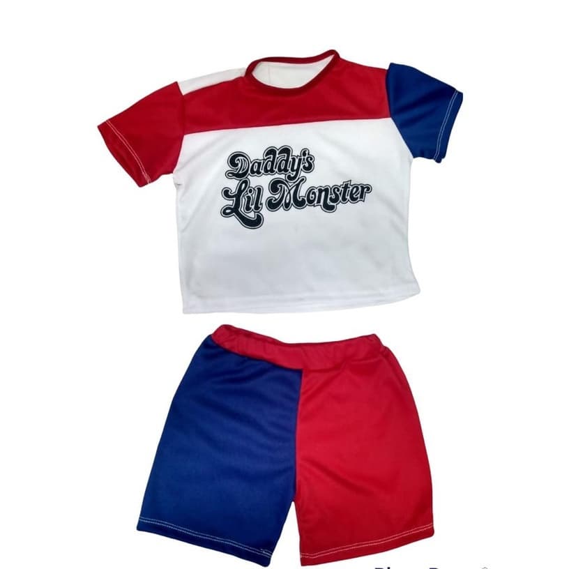 Fantasia Roupa Alerquina Infantil Arlequina Harley Quinn Esquadrão 2 a 8 anos