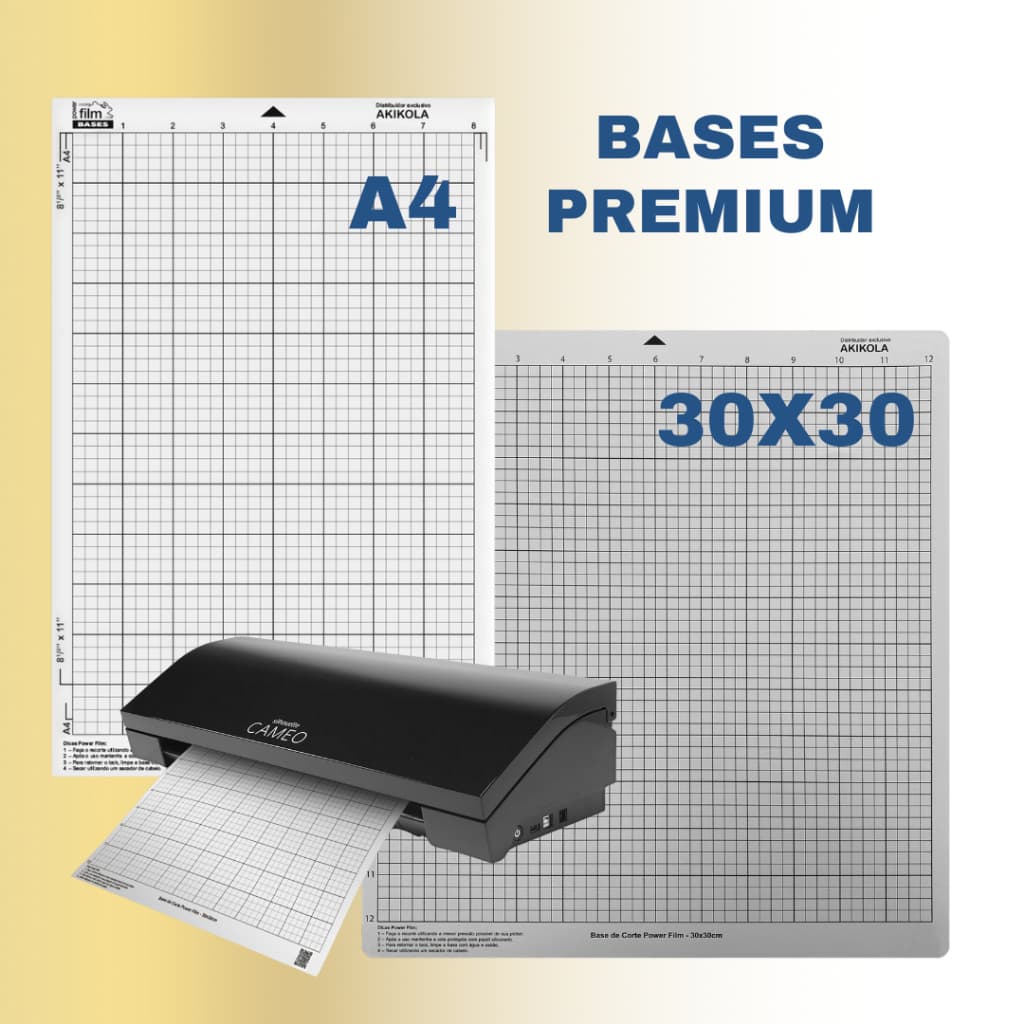 1 Base de Corte A4 + 1 Base de Corte 30x30 Transparentes Para Silhouette Cameo, Cameo 2 3 4, 4 Plus e 4 Pro - Com Cola