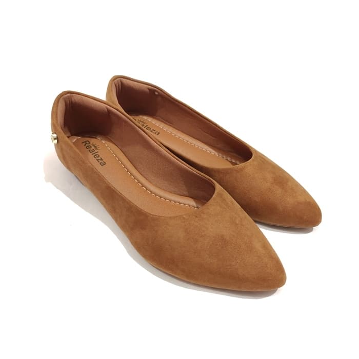 Sapatilha Feminina Bico Fino Suede Camurça Caramelo 33 ao 43
