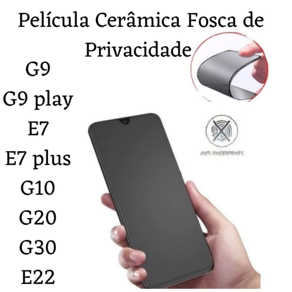 Película Cerâmica Fosca Privacidade Motorola Moto G9 / G9 play / E7 / E7 plus / G10 / G20 / G30 /E22