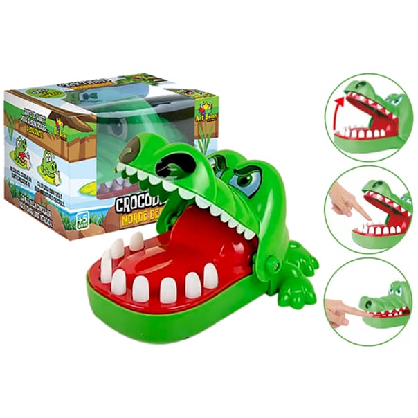 BRINQUEDO INFANTIL CROCODILO DENTISTA MORDE DEDO JACARÉ APERTA DENTE ORIGINAL GRANDE JOGO INTERATIVO DE MESA TABULEIRO EDUCATIVO KIT PARA CRIANÇA PULA PIRATA + PULA BATATA + PINGUIM QUEBRA GELO + TIRA VARETAS + QUEM SOU EU MENINO MENINA