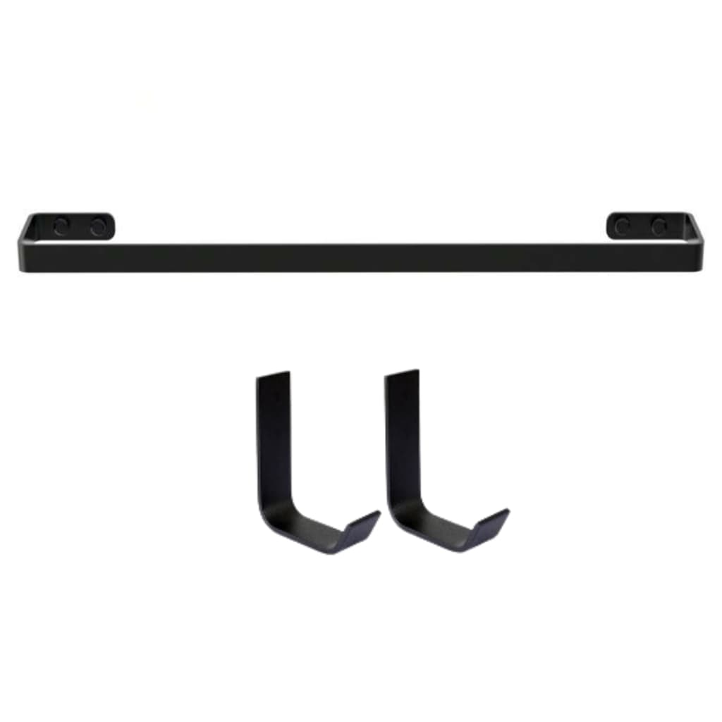 Kit Acessórios Para Banheiro Linha Luxo Quadrado All Black 30 cm