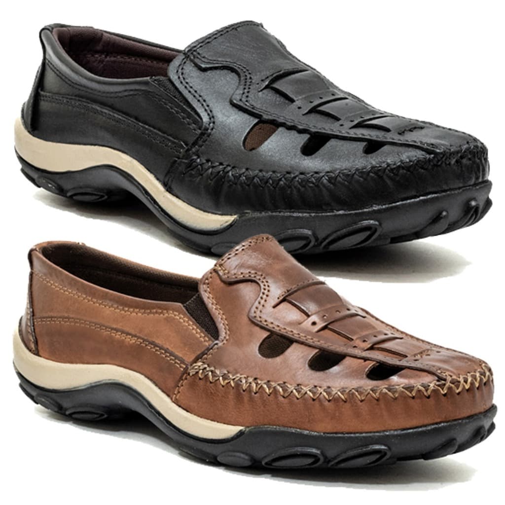Combo 2 Pares Mocassim Masculino em Couro: Conforto Anti-Estress - 2050