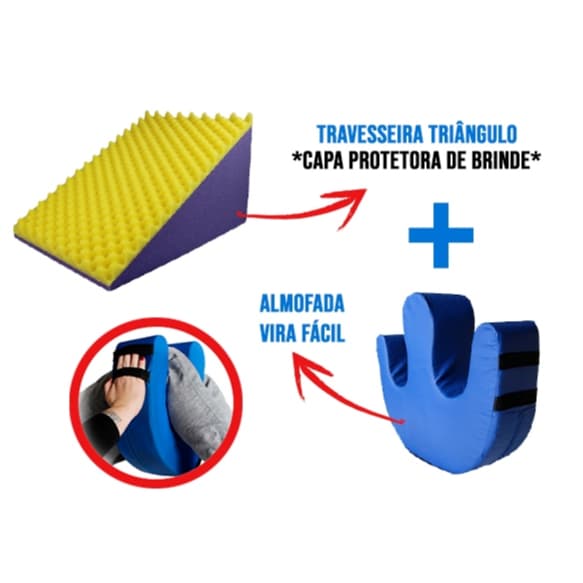 Kit auxilio acamados travesseiro triangular + giro facil