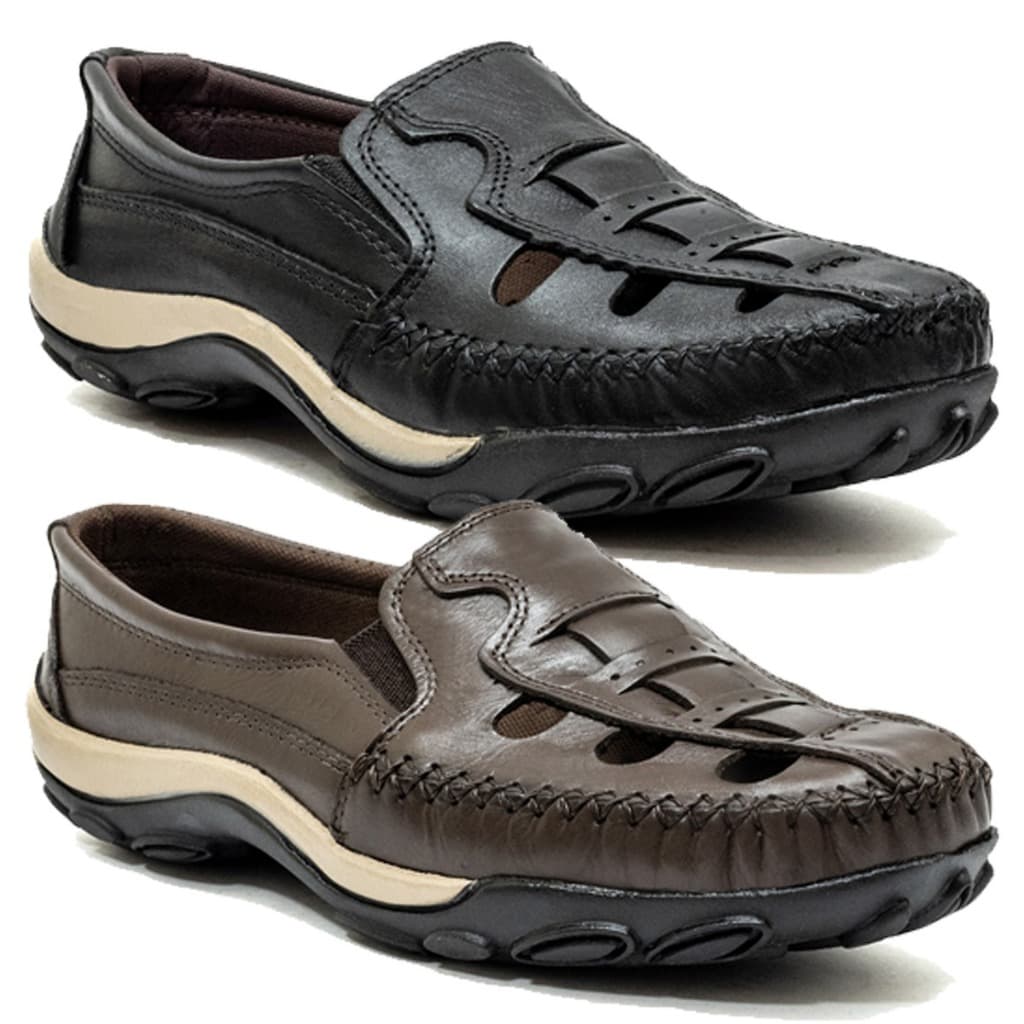 Combo 2 Pares Mocassim Masculino em Couro: Conforto Anti-Estress - 2050