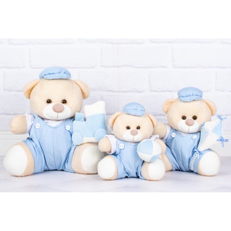 TRIO DE URSOS PELUCIA MACACÃO COM BRINQUEDOS PARA NICHOS E DECORAÇÃO - 3 PEÇAS