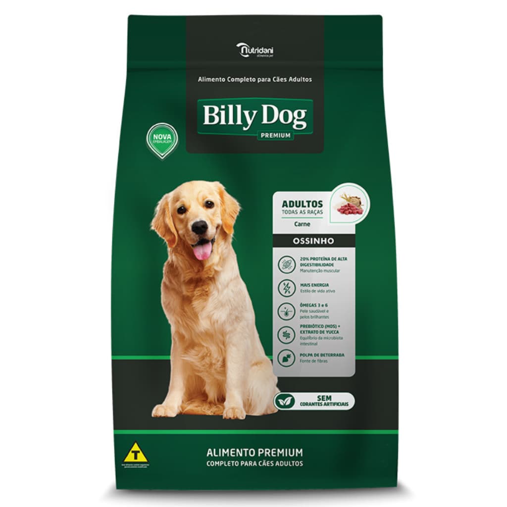 Billy Dog Ossinho Ração Para Cães Sabor Carne 15kg