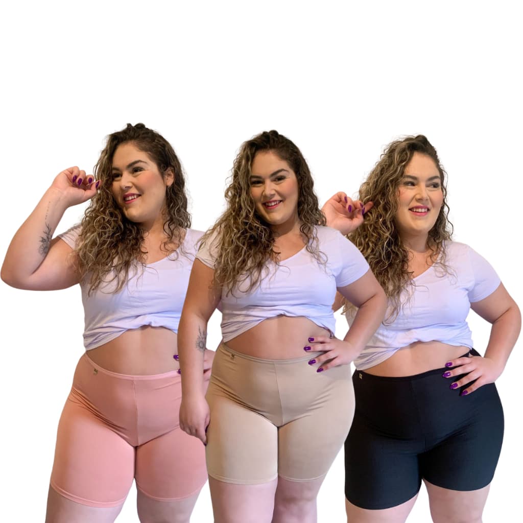 Kit 3 Shorts Segunda Pele Plus Size Cores Neutras Calcinha Anti assadura Usar Com Saia/vestido Não marca