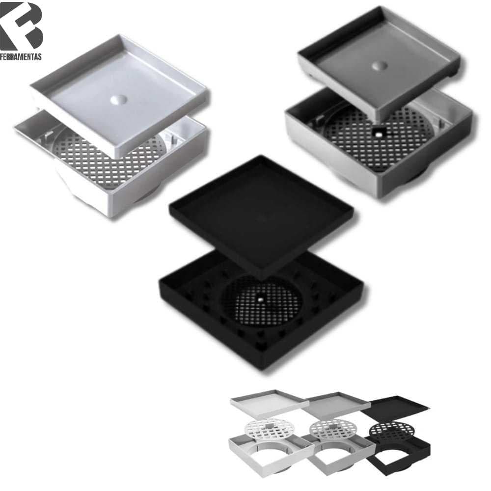 Ralo Oculto Invisível Inteligente Encaixe Universal Porcelanato 10x10 Utensilio Para Casa Funcional