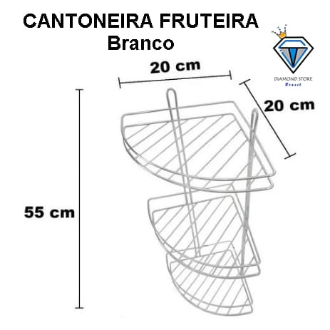 Cantoneira Porta Shampoo Fruteira Tripla Metal Branco