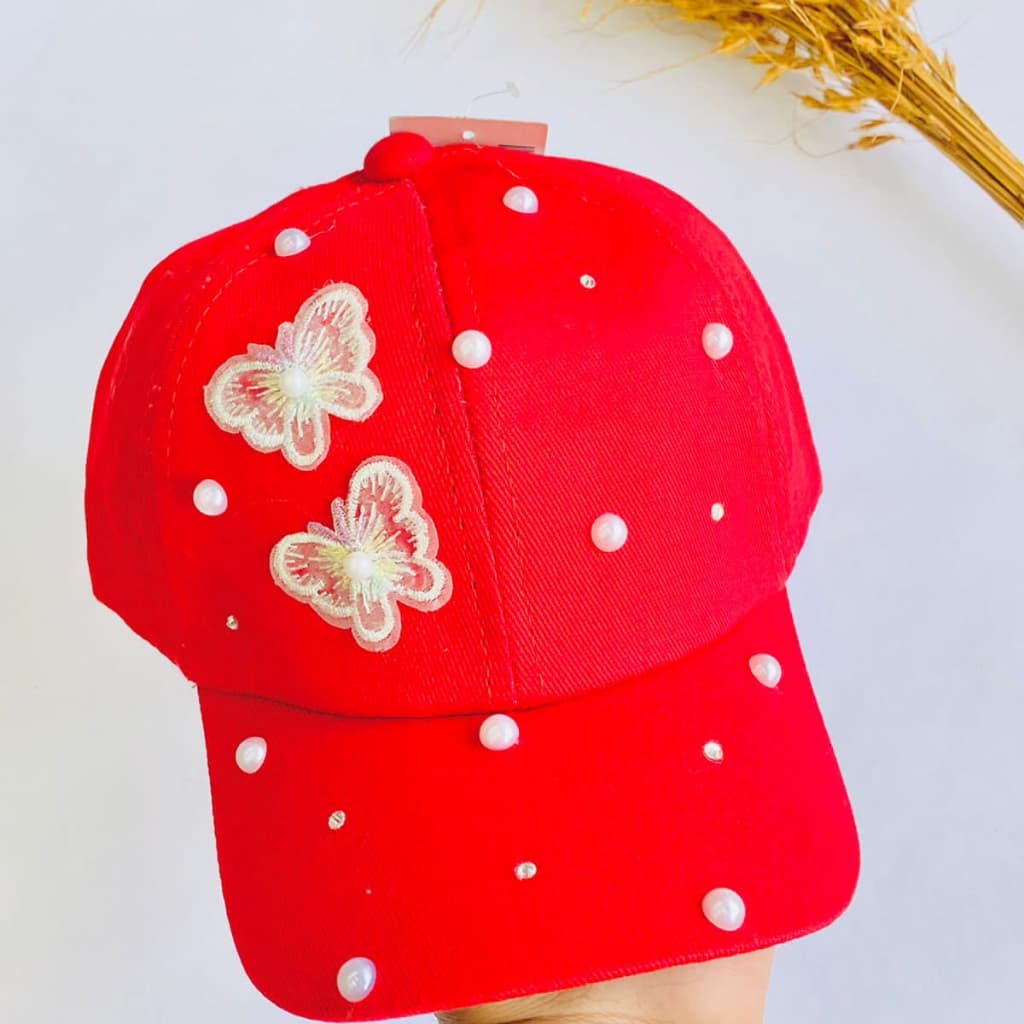 Boné Infantil de Menina Vermelho / Boné Vermelho Infantil Fofo