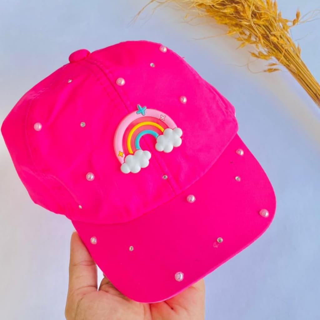 Boné infantil Rosa Pink de Menina / Boné Pink Fofo / Boné de Menina de Luxo
