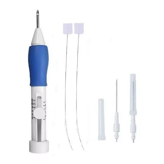 Kit Caneta Ponto Russo punch needle Agulha Magica 12 graduações 3 agulhas 2 passa-fio