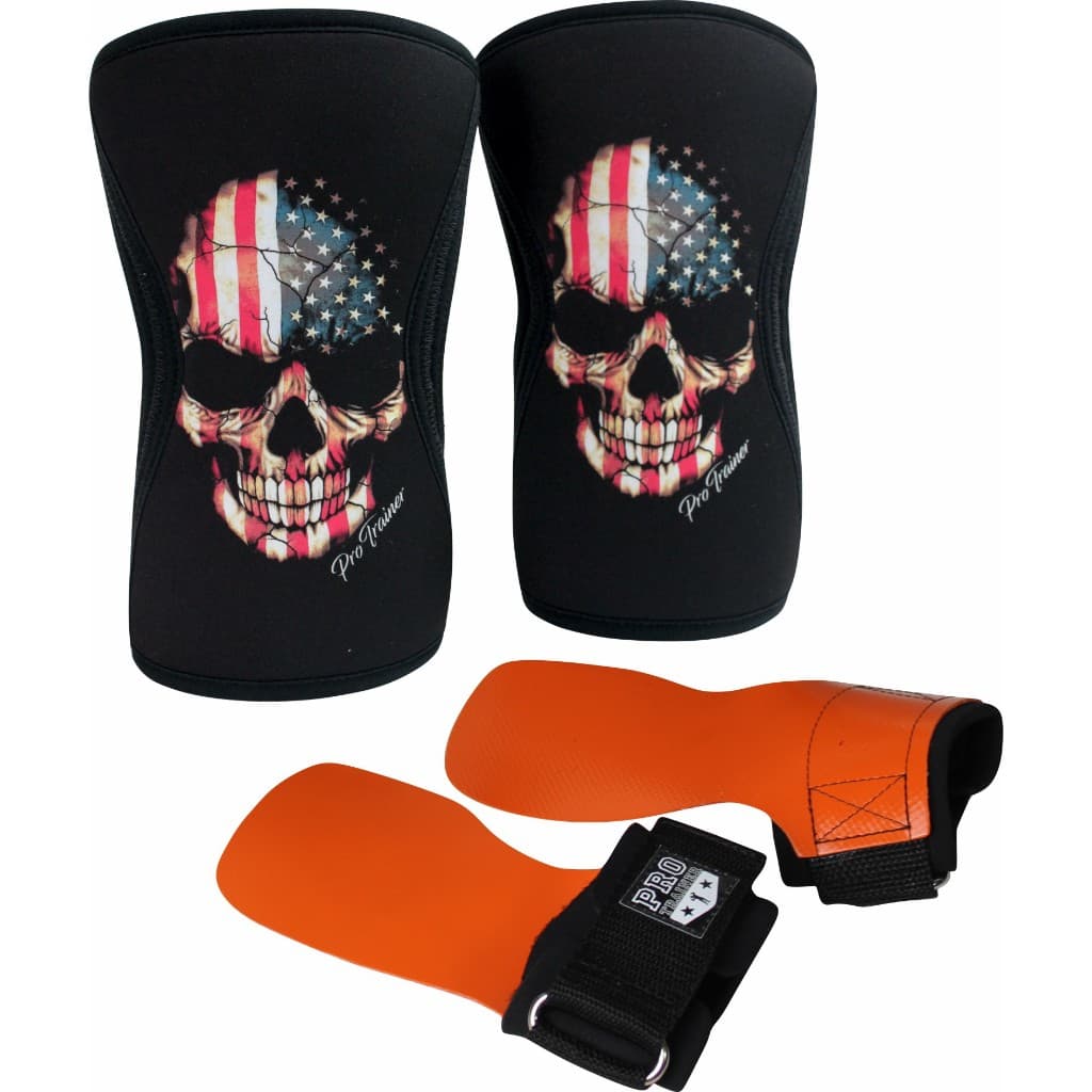 Kit Joelheira 5mm + Hand Grip Profissional Proteção Treino