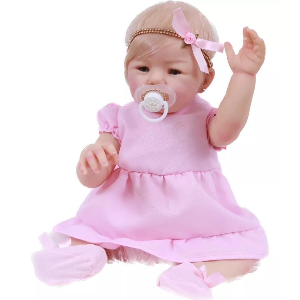 Bebe Reborn Realista Fio a Fio Tina de Vestido 100% Silicone