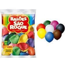 Balão São Roque latéx n7 pct c/10 unidades bexiga promoção numero 7 cores