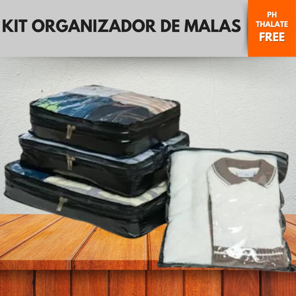 Organizador De Mala Kit 4 Peças Nécessaire Vários Tamanhos Cesto Organizadores