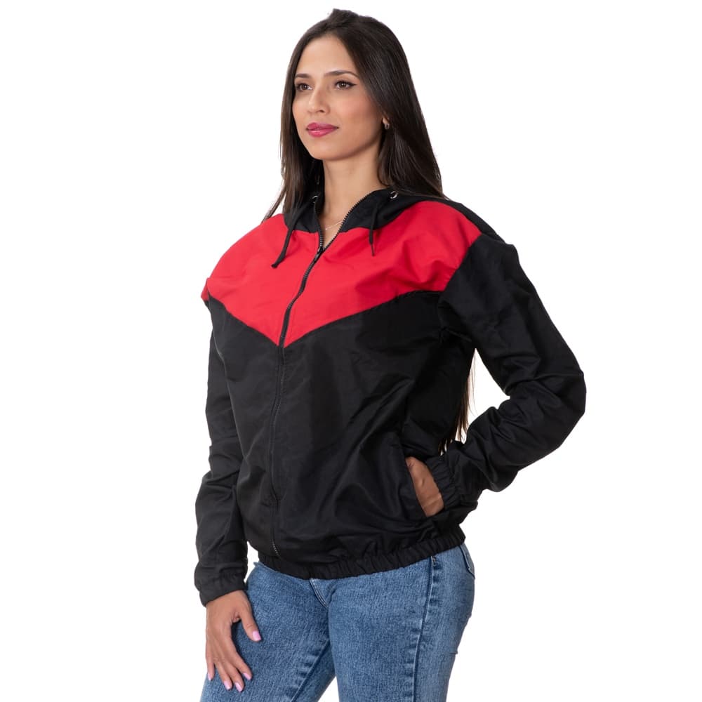 Casaco Térmico Feminino Preto e Vermelho Agasalho Inverno Corta Vento