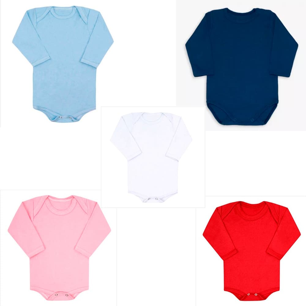 Body Bebê  e Infantil em Malha Suedine 100% Algodão Manga Longa Roupa de Bebe