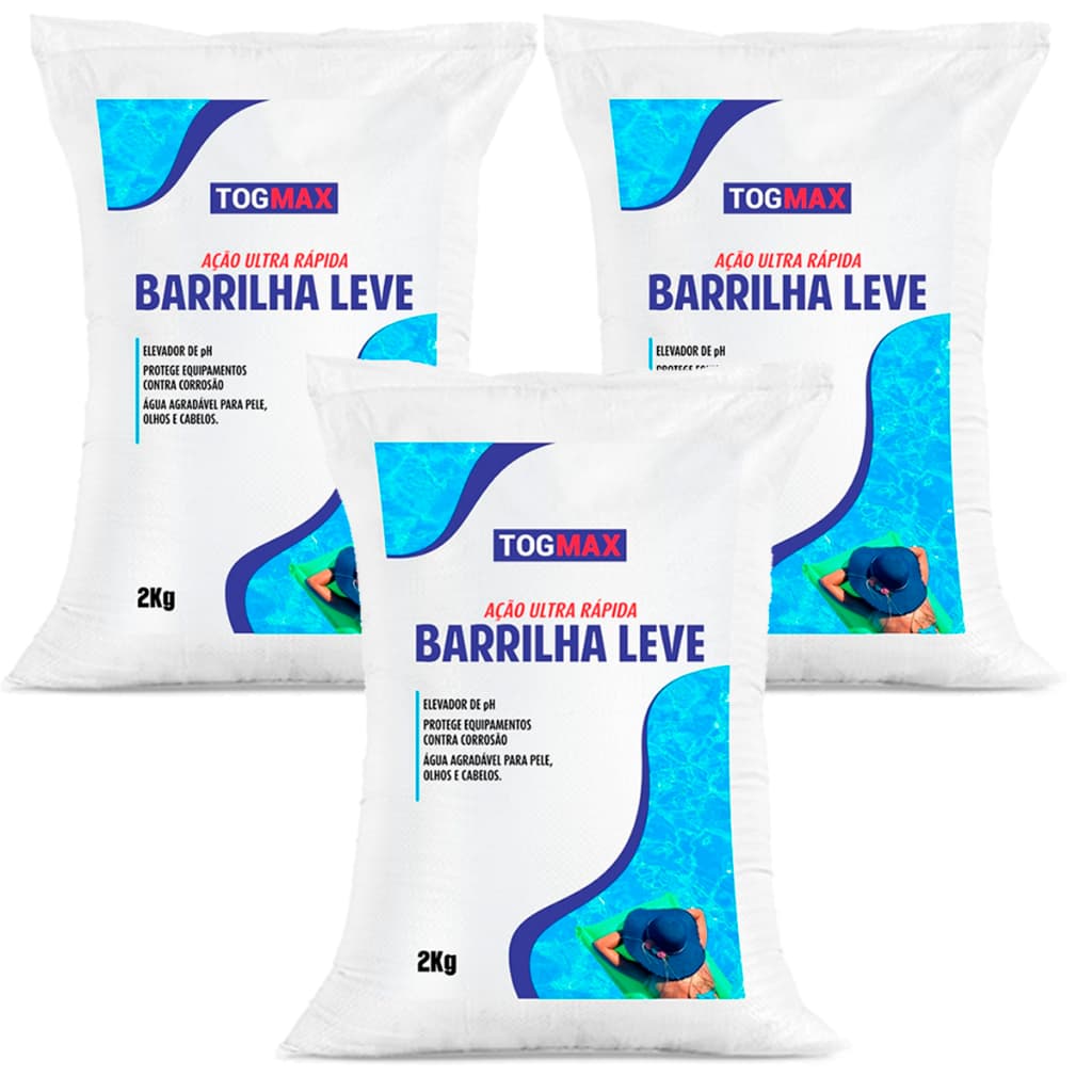 Togmax Barrilha Leve Elevador pH Para Piscina Tratamento Rápido Eficiente Potente Econômico
