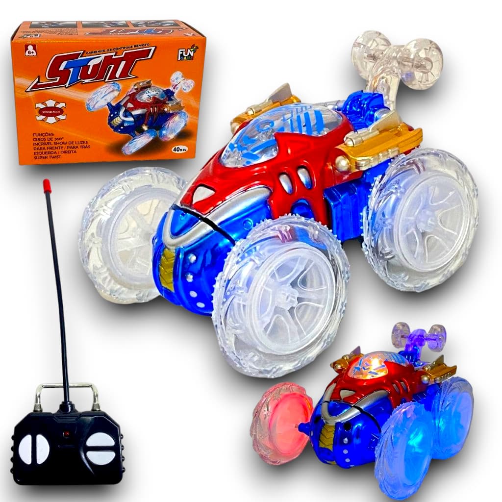 Carrinho Maluco Controle Remoto Gira 360º Com Luz Brinquedo