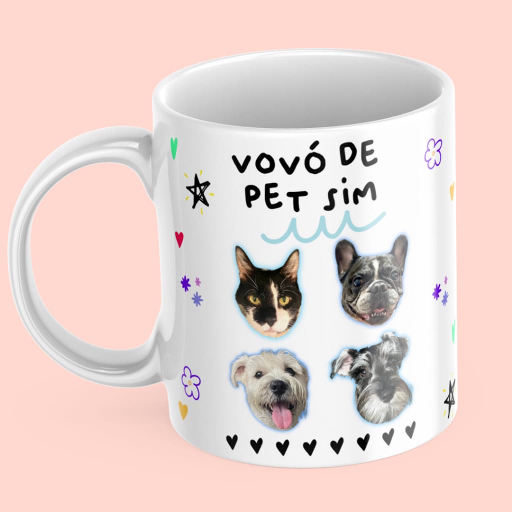 Caneca personalizada - 4 rostinhos e frase personalizável