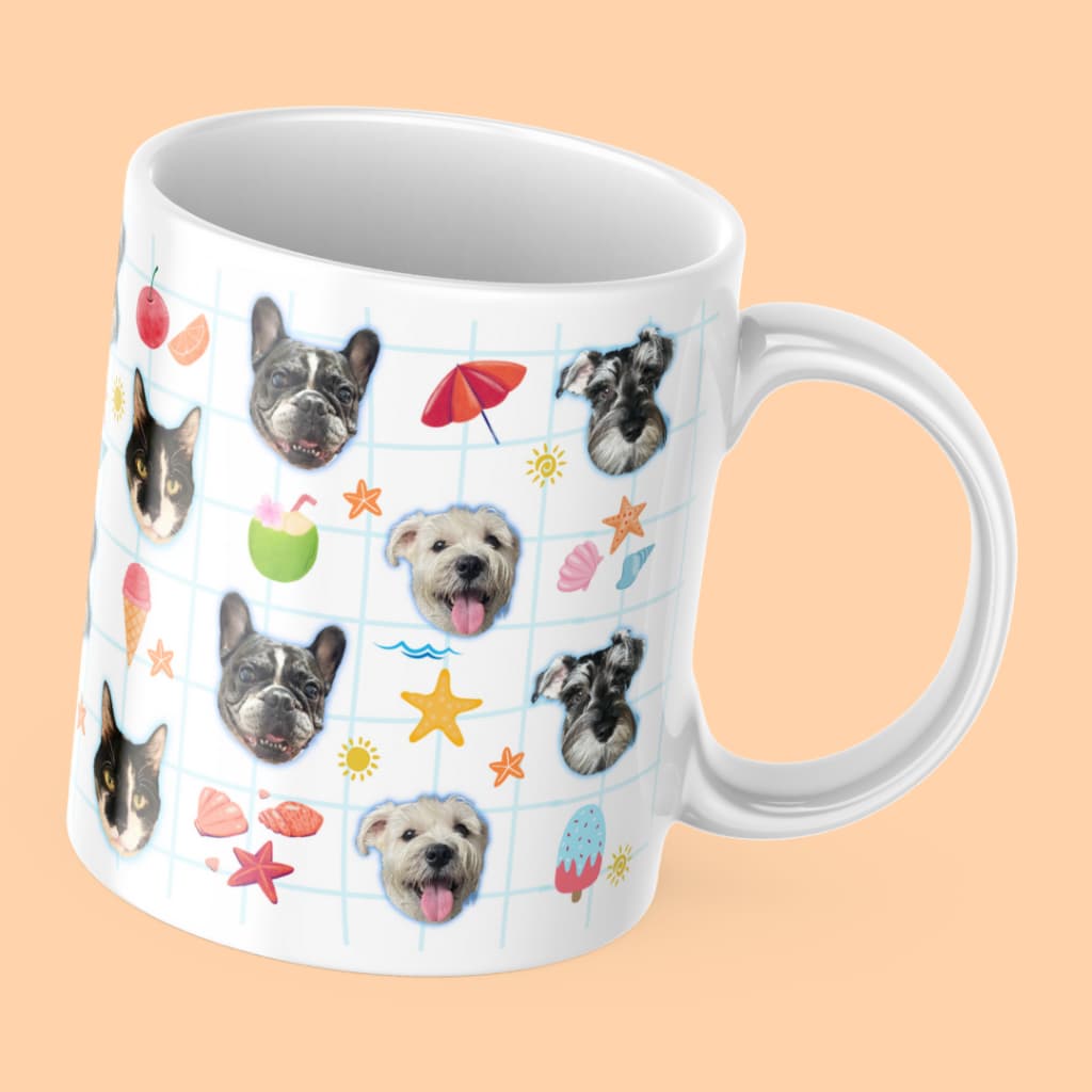 Caneca personalizada - Verão, sol, praia - pet/pessoas