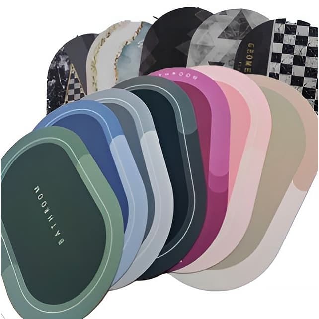 Tapete Oval Multifuncional Para Banheiro Absorção Rápida, Antiderrapante