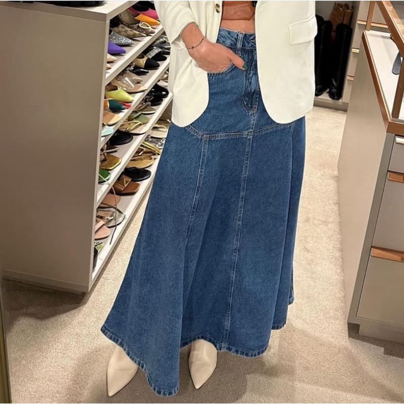 kissmelady 1018 1013 saia longa jeans feminina Bolsos Reais Sem Elástico