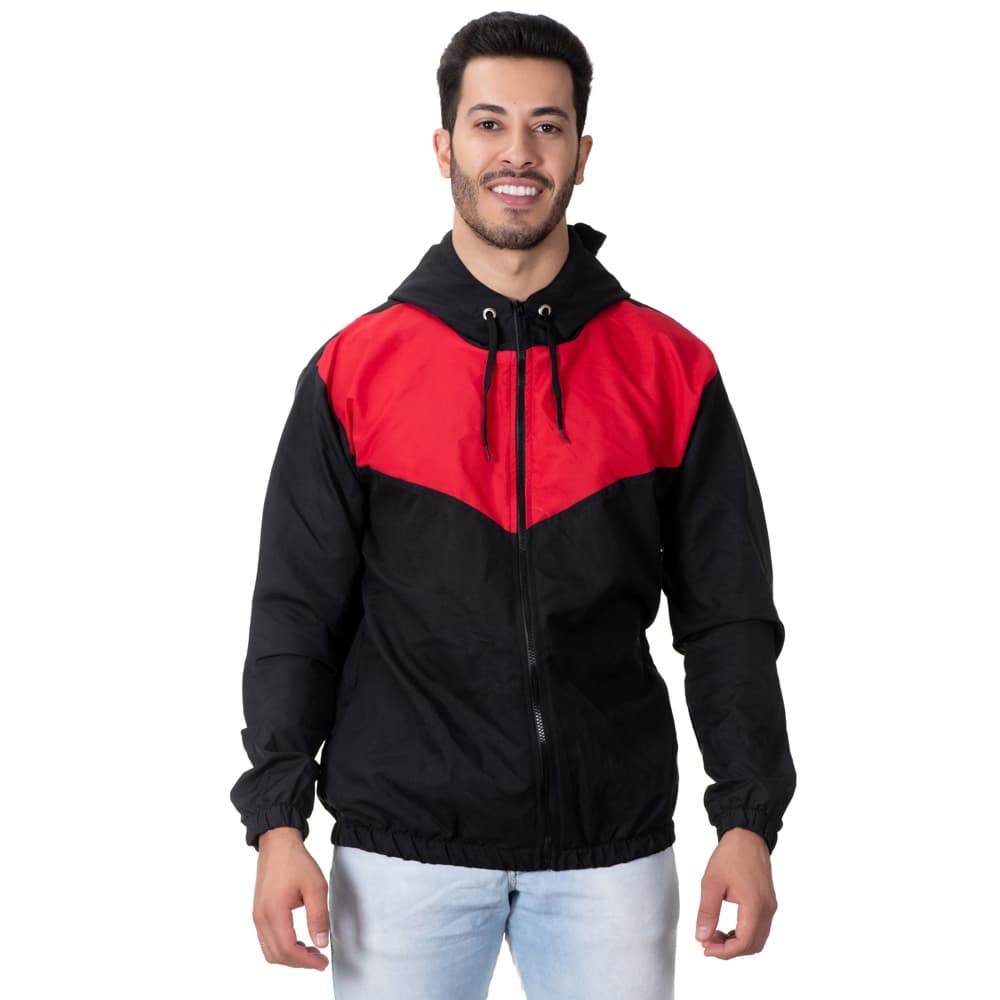 Casaco Térmico Masculino Preto/Vermelho Agasalho Inverno Corta Vento