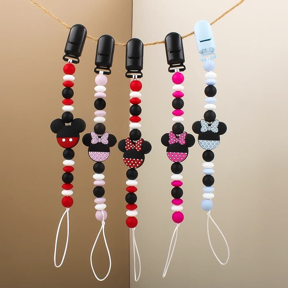 Prendedor de Chupetas Presilha com Mordedor Mickey Disney - 1 unidade