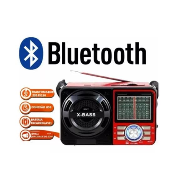 Rádio Radinho Bluetooth Retrô Vintage  Am Fm Usb Sd Aux P2 Analógico A-1088