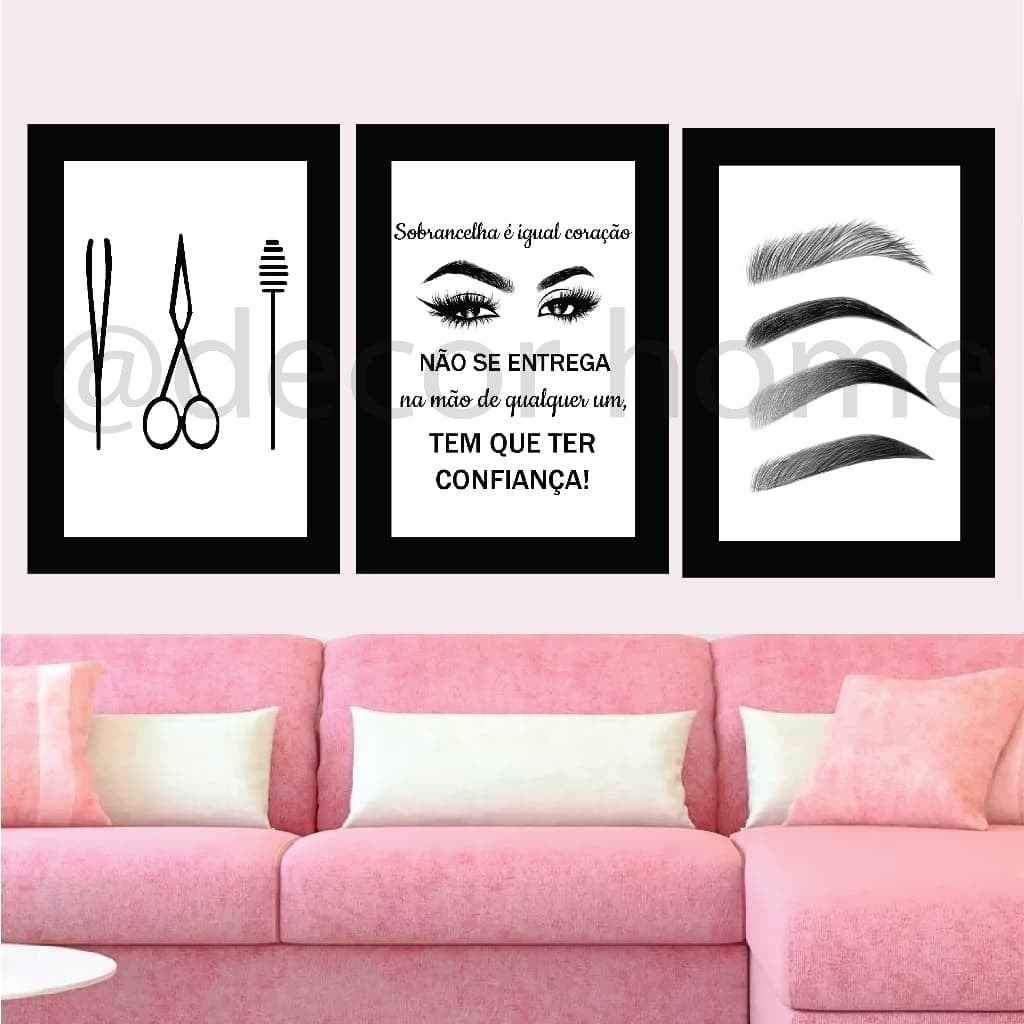 Promoção! Placa quadro decorativa/Kit com 3 peças!! design de sobrancelhas