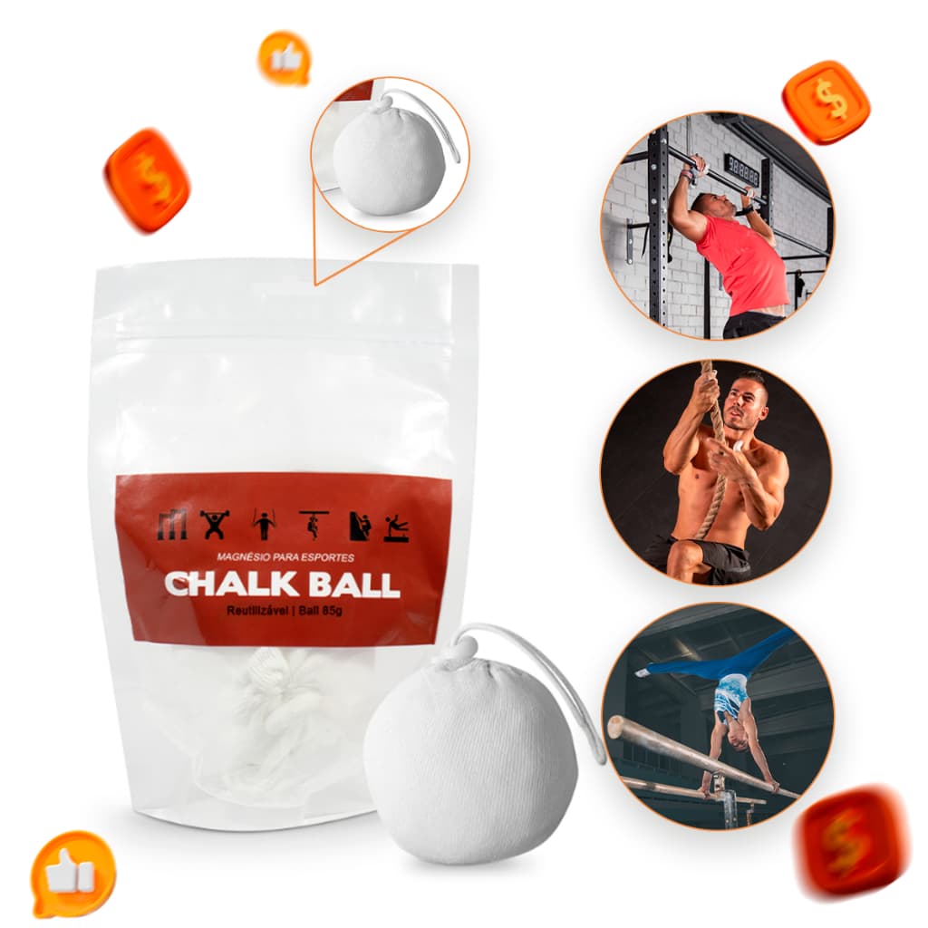 Carbonato Magnésio 85g Chalk Ball Ginástica Escalada Cross Reutilizável