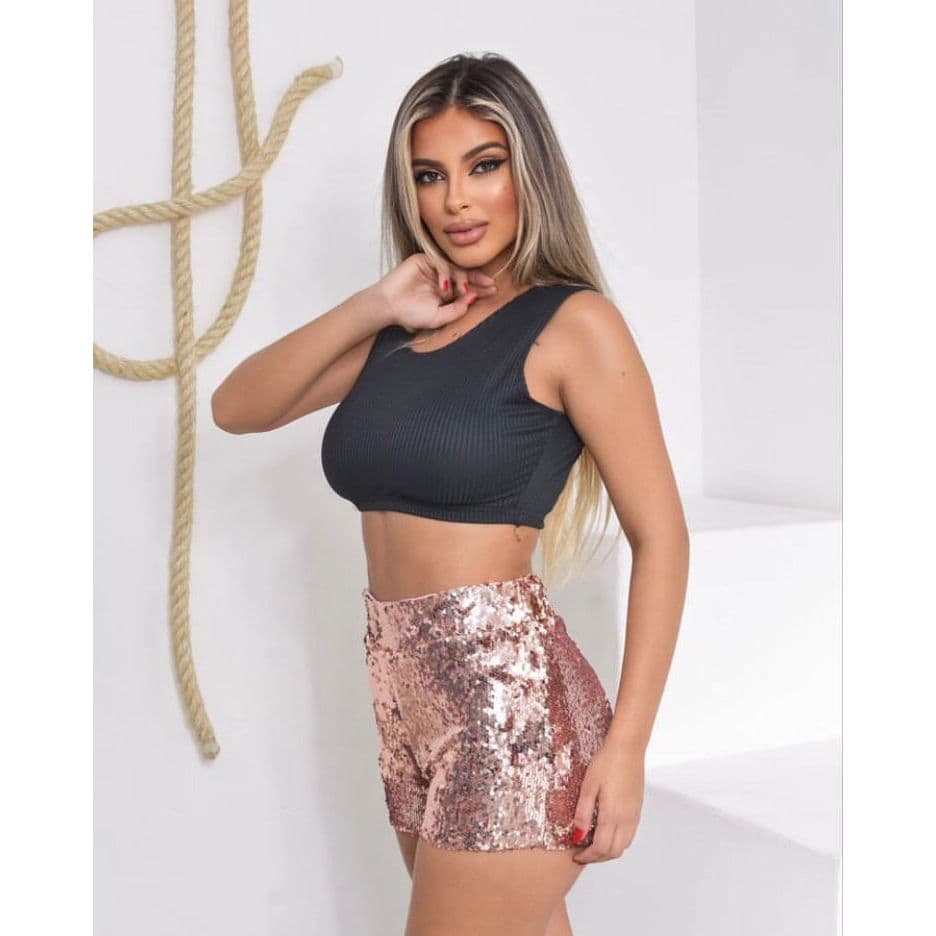 Short de Paetê Brilhoso com Forro moda balada luxo tendencial lentejola