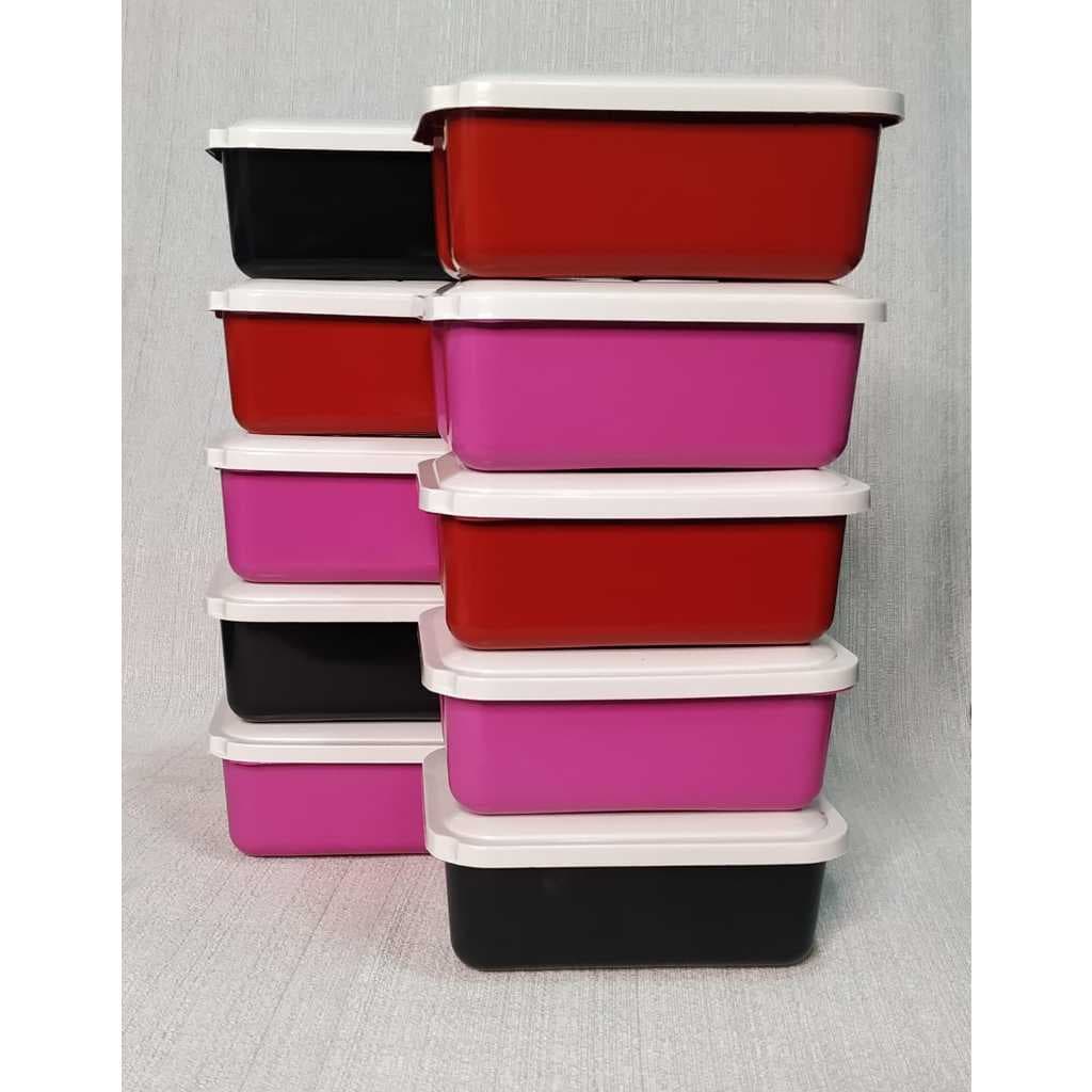 KIT 10 POTES ORGANIZADORES DE ALIMENTO 700ML RETANGULAR COLORIDO GELADEIRA