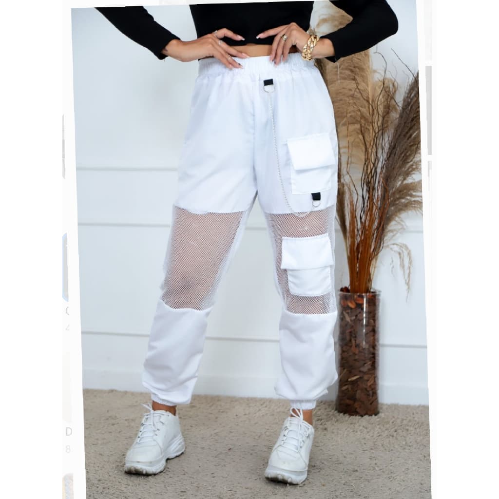 Calça cargo Feminina Com fenda jogger skate street